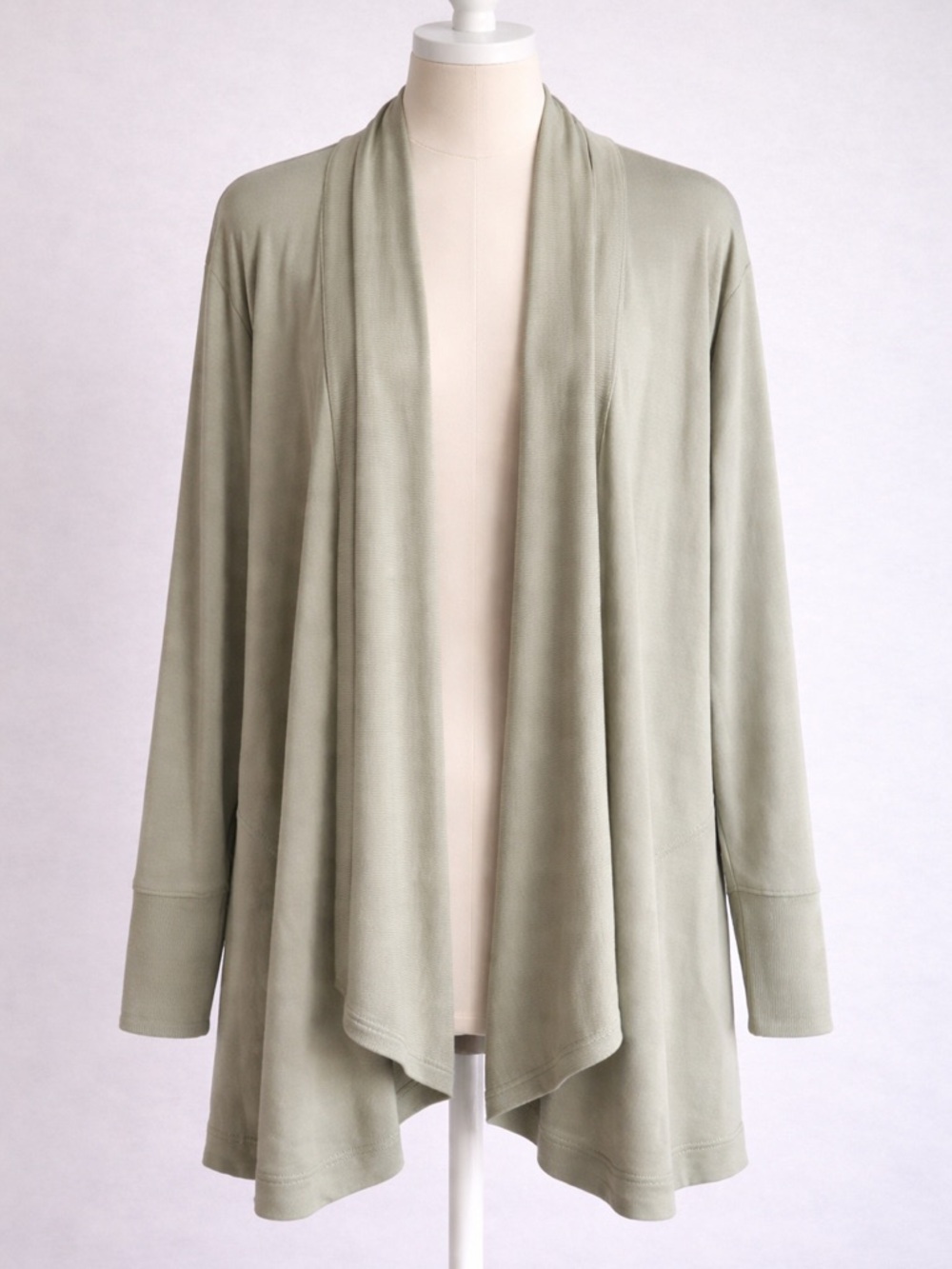 Athleta Light Sage Open-Front Knit Cardigan